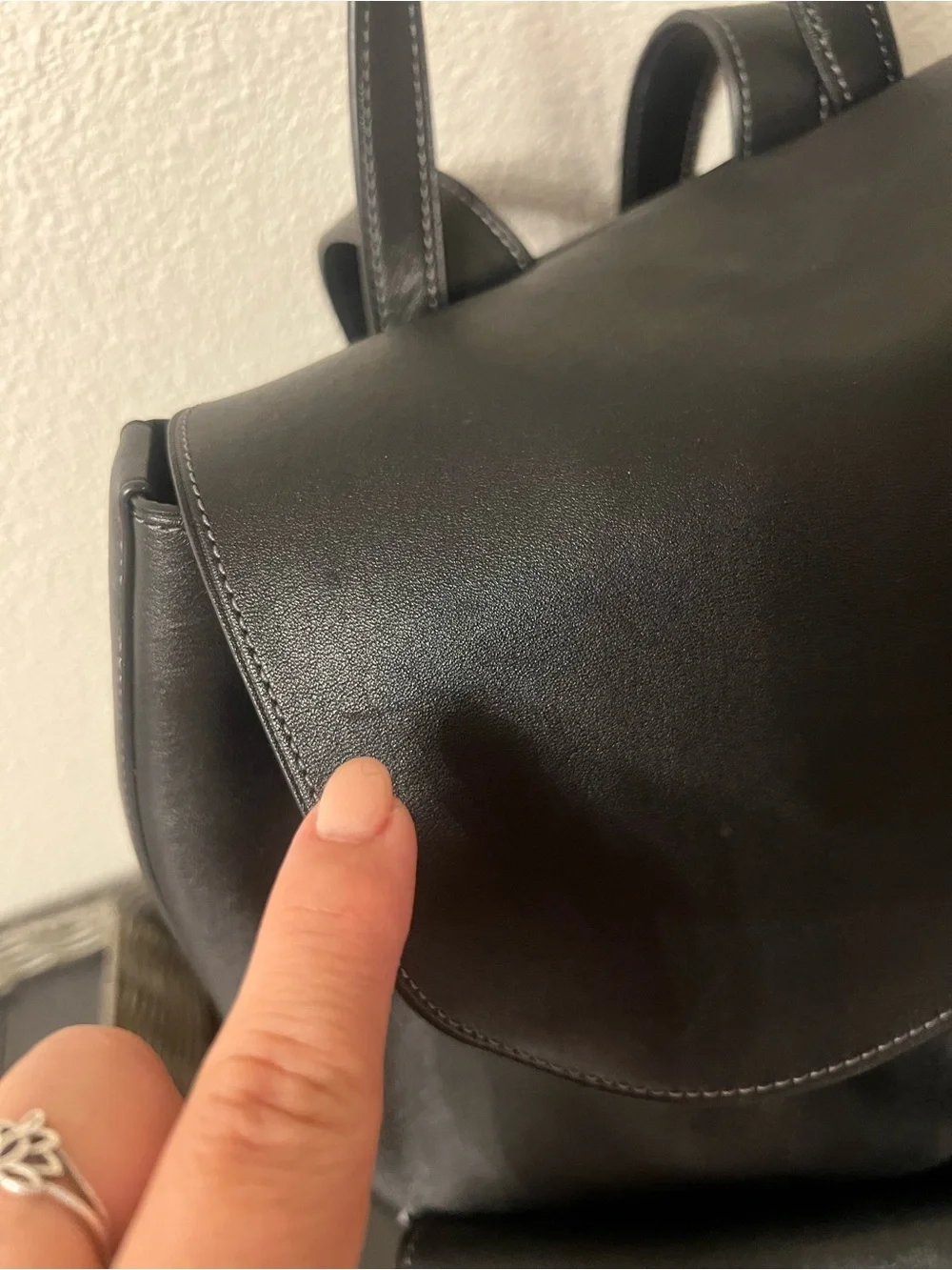 Coach Crosby Black Leather Flap Backpack with Front Pockets
